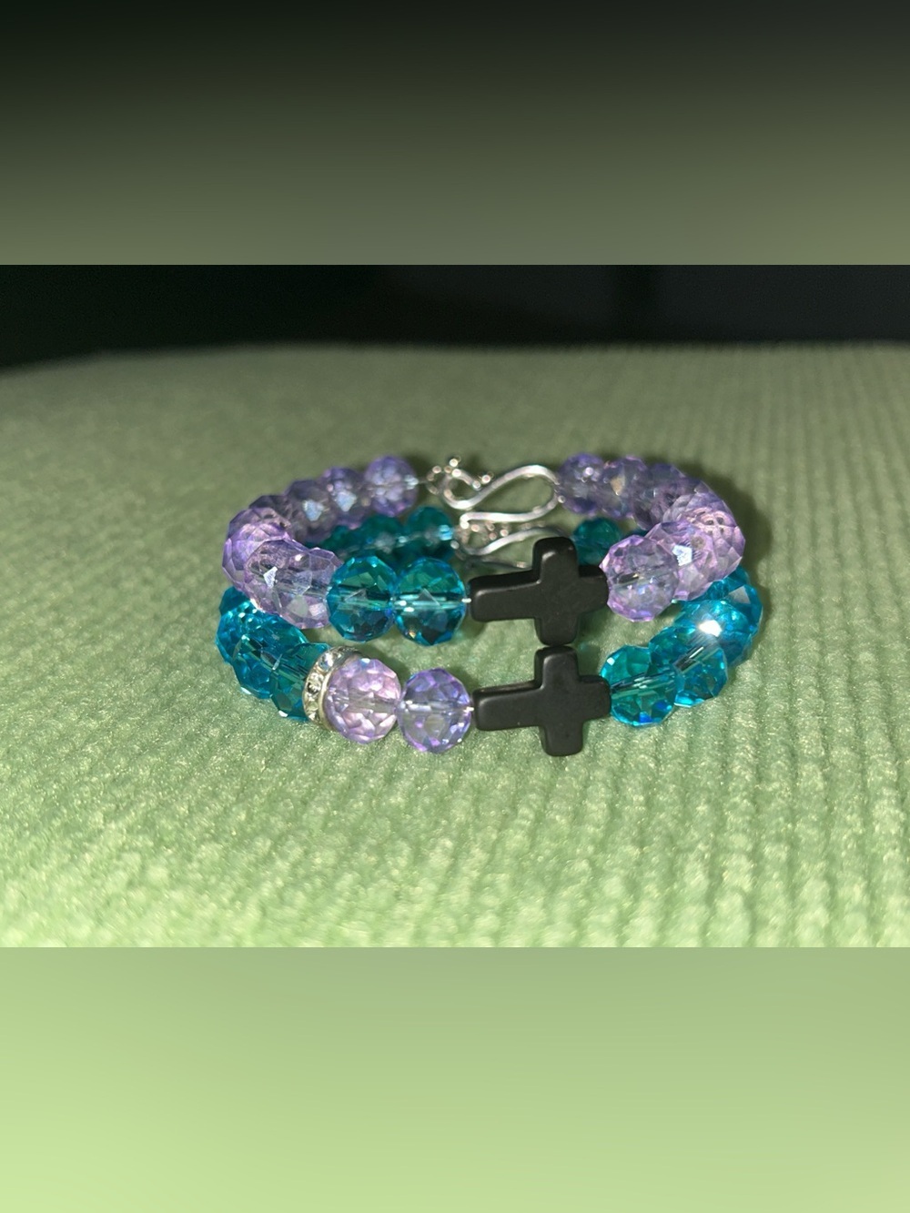 Amethyst Style Crystal Cross Bracelet Set